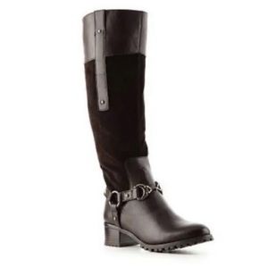 Etienne Aigner Women’s E-Viola Brown Leather Horse Bit Tall Boots Size 9.5